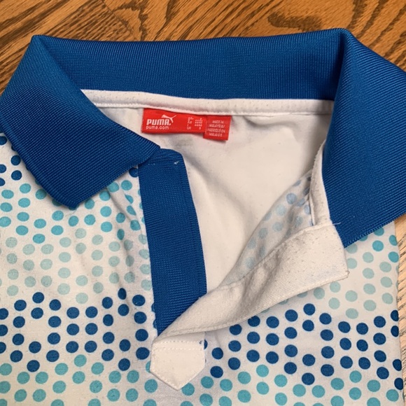 Puma Men’s Blue Patterned Polo Cotton Size Small - Picture 6 of 7